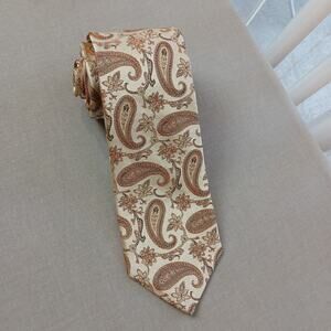 XMI Platinum Cream Paisley Necktie silk satin filigree champagne gold